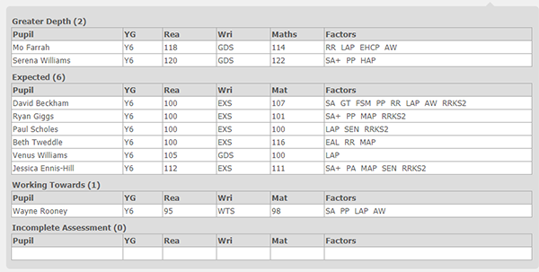 Pupil Progress Summary
